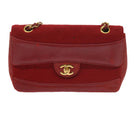 CHANEL Matelasse Chain Shoulder Bag Canvas Red CC Auth 59869A-13