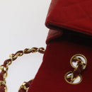 CHANEL Matelasse Chain Shoulder Bag Canvas Red CC Auth 59869A-24