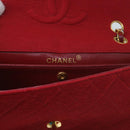 CHANEL Matelasse Chain Shoulder Bag Canvas Red CC Auth 59869A-25