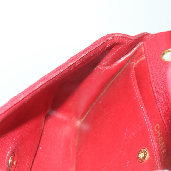 CHANEL Matelasse Chain Shoulder Bag Canvas Red CC Auth 59869A