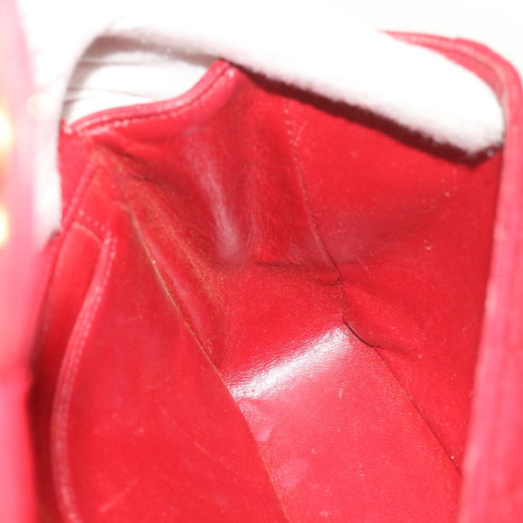 CHANEL Matelasse Chain Shoulder Bag Canvas Red CC Auth 59869A