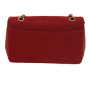 CHANEL Matelasse Chain Shoulder Bag Canvas Red CC Auth 59869A-4
