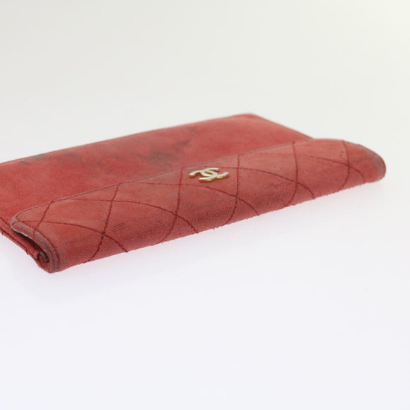 CHANEL Matelasse Chain Shoulder Bag Canvas Red CC Auth 59869A