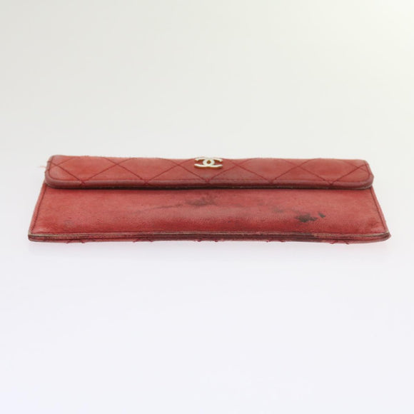 CHANEL Matelasse Chain Shoulder Bag Canvas Red CC Auth 59869A