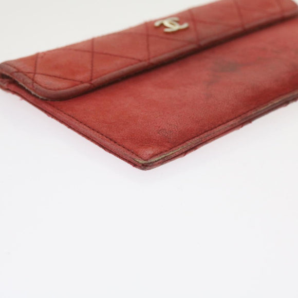 CHANEL Matelasse Chain Shoulder Bag Canvas Red CC Auth 59869A