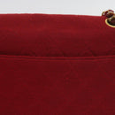 CHANEL Matelasse Chain Shoulder Bag Canvas Red CC Auth 59869A-5