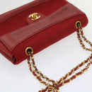 CHANEL Matelasse Chain Shoulder Bag Canvas Red CC Auth 59869A-14