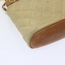CHANEL Matelasse Chain Shoulder Bag Lamb Skin Beige CC Auth 59907A-17