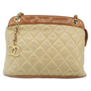 CHANEL Matelasse Chain Shoulder Bag Lamb Skin Beige CC Auth 59907A-2