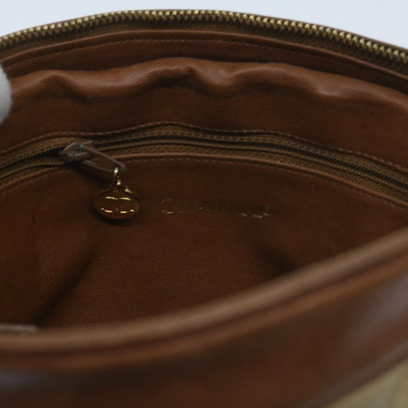 CHANEL Matelasse Chain Shoulder Bag Lamb Skin Beige CC Auth 59907A