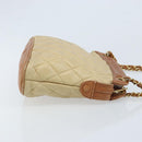 CHANEL Matelasse Chain Shoulder Bag Lamb Skin Beige CC Auth 59907A-4