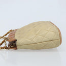 CHANEL Matelasse Chain Shoulder Bag Lamb Skin Beige CC Auth 59907A-5