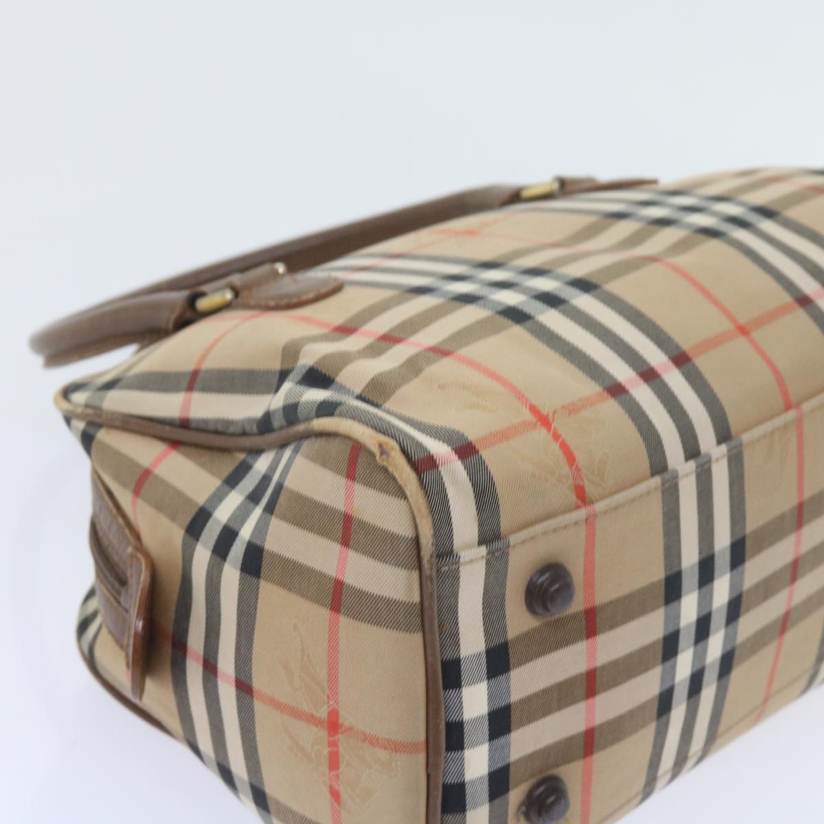 BURBERRY Nova Check Hand Bag Nylon Canvas Beige Auth 59968