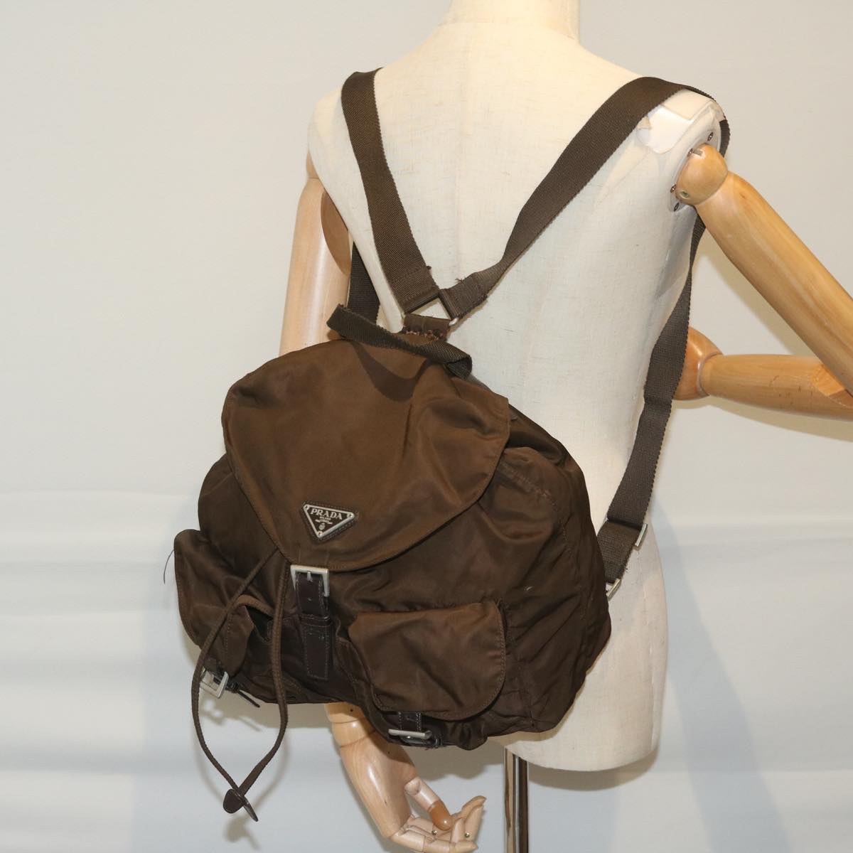 PRADA Backpack Nylon Brown Auth 59977