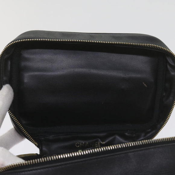 CHANEL Kosmetiktasche Vanity Leder Schwarz CC Auth 59984
