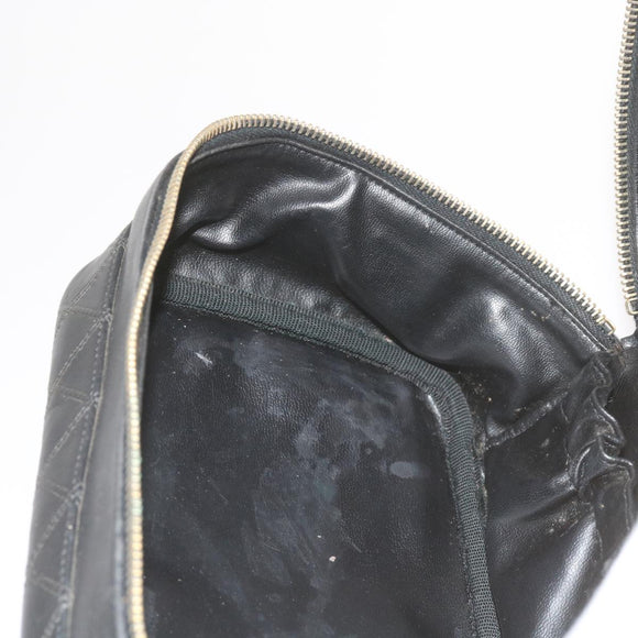 CHANEL Vanity Cosmetic Pouch Leather Black CC Auth 59984