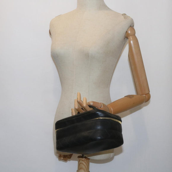 CHANEL Kosmetiktasche Vanity Leder Schwarz CC Auth 59984