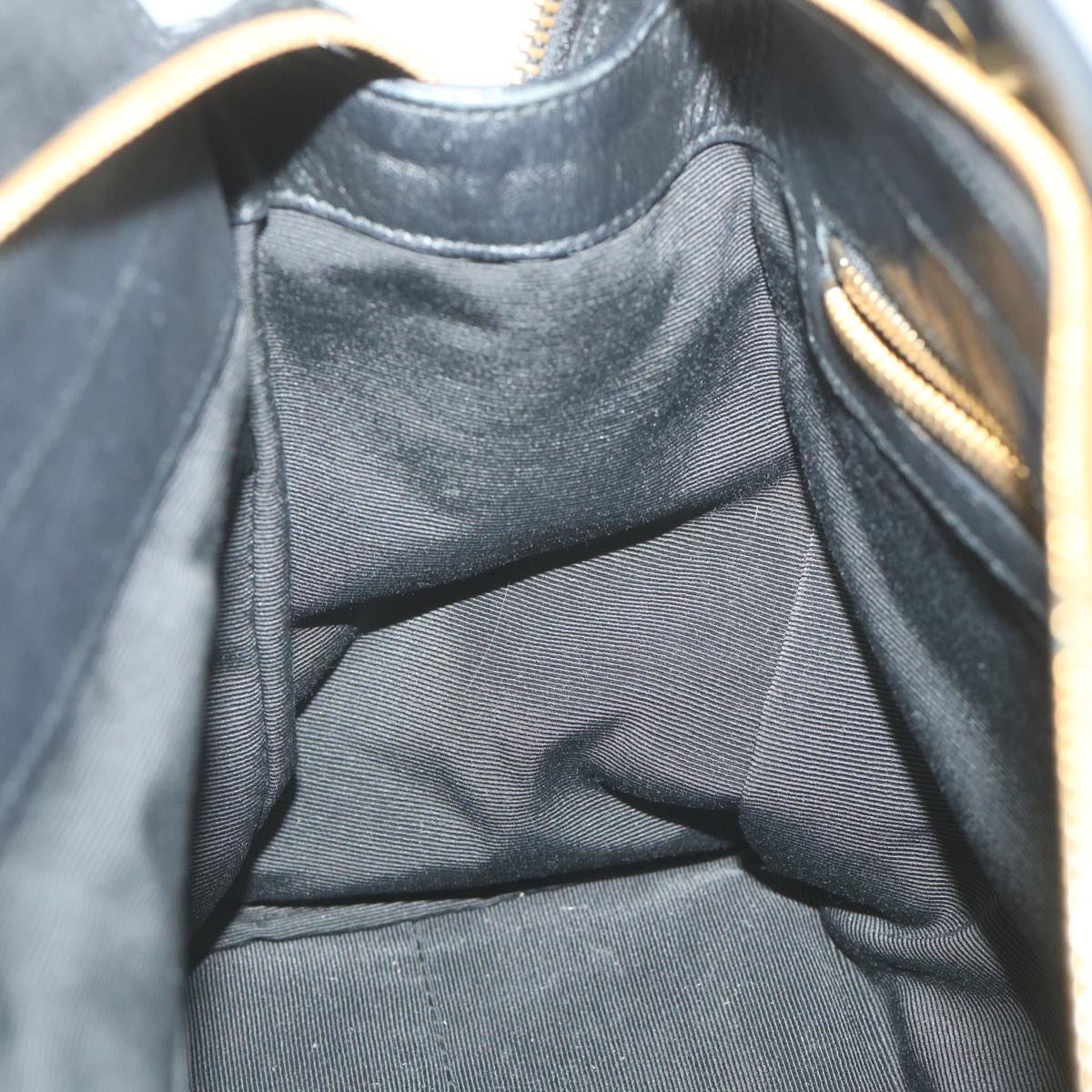 Salvatore Ferragamo Chain Shoulder Bag Leather Black Auth 59997