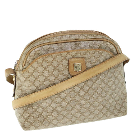 CELINE Macadam Canvas Umhängetasche Beige Auth 60008
