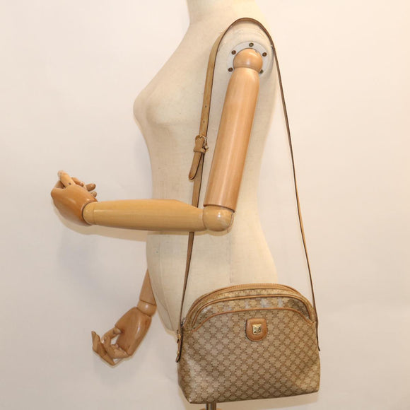 CELINE Macadam Canvas Shoulder Bag Beige Auth 60008