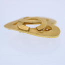 CHANEL heart Earring Gold Tone CC Auth 60077A-11
