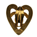 CHANEL heart Earring Gold Tone CC Auth 60077A-3