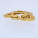 CHANEL heart Earring Gold Tone CC Auth 60077A-5