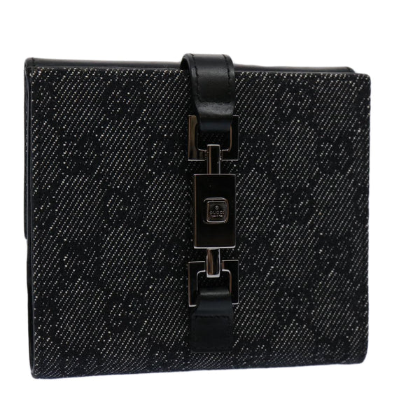 GUCCI GG Canvas Jackie Wallet Navy 05474 Auth 60080V