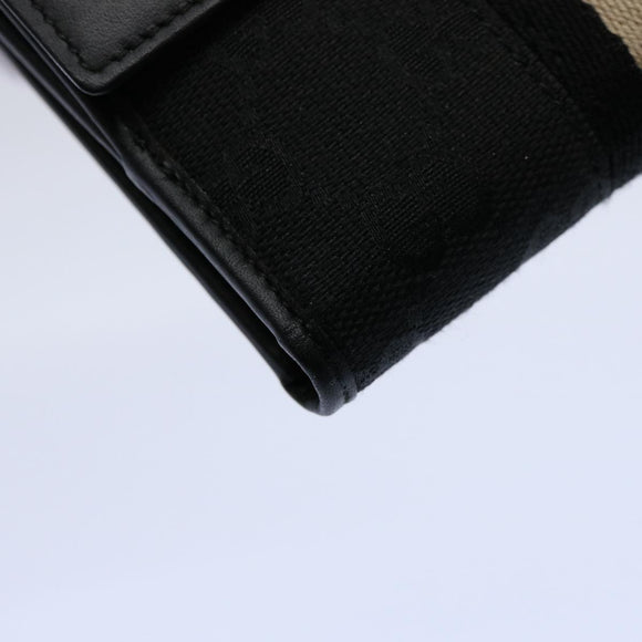 GUCCI GG Canvas Sherry Line Jackie Wallet Black White Auth 60081V