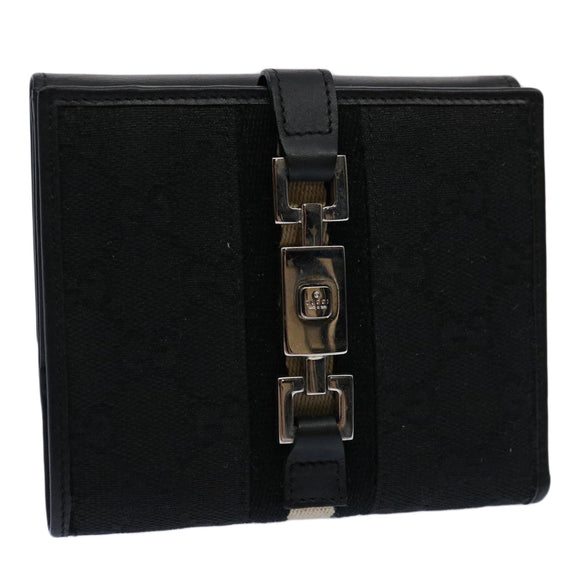 GUCCI GG Canvas Sherry Line Jackie Wallet Black White Auth 60081V