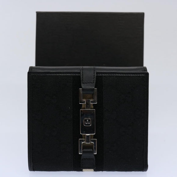 GUCCI GG Canvas Sherry Line Jackie Wallet Black White Auth 60081V