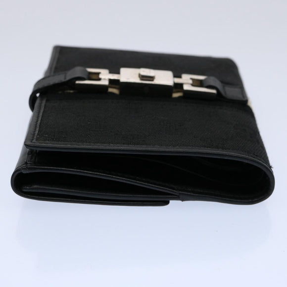 GUCCI GG Canvas Sherry Line Jackie Wallet Black White Auth 60081V