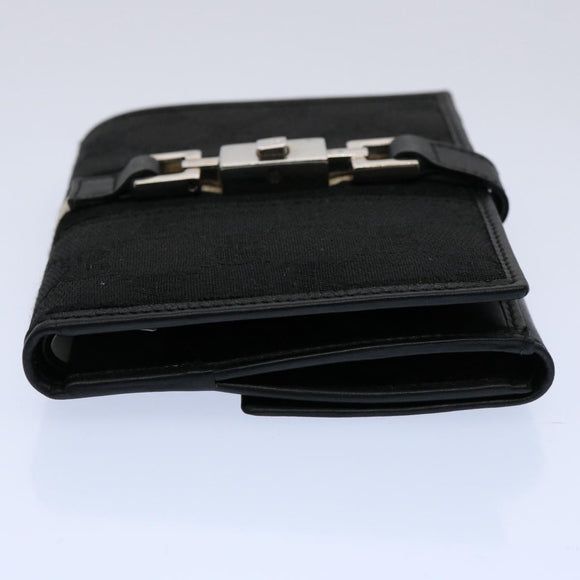 GUCCI GG Canvas Sherry Line Jackie Wallet Black White Auth 60081V