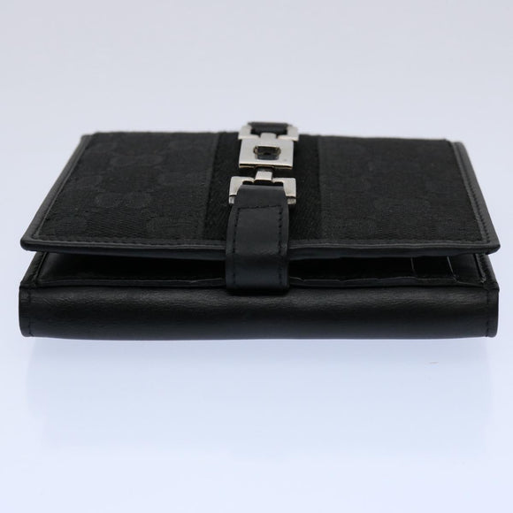 GUCCI GG Canvas Sherry Line Jackie Wallet Black White Auth 60081V