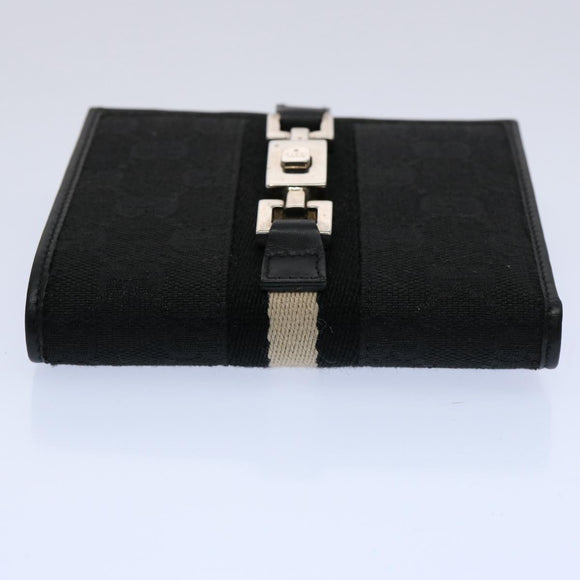GUCCI GG Canvas Sherry Line Jackie Wallet Black White Auth 60081V