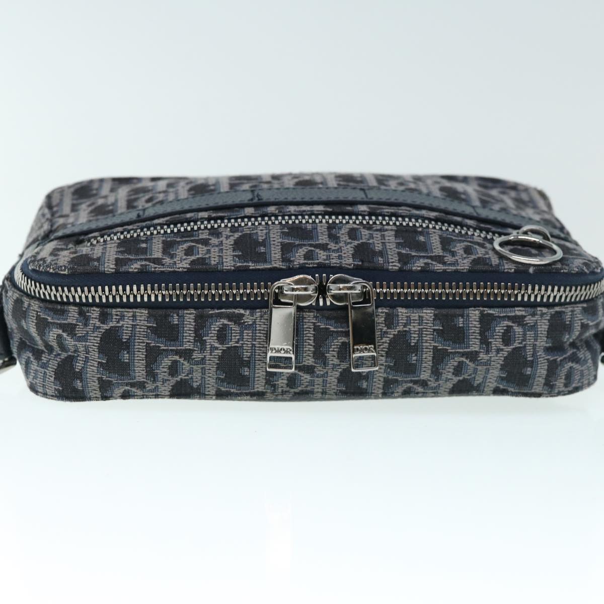 Christian Dior Trotter Canvas Shoulder Bag Navy Auth 60082A