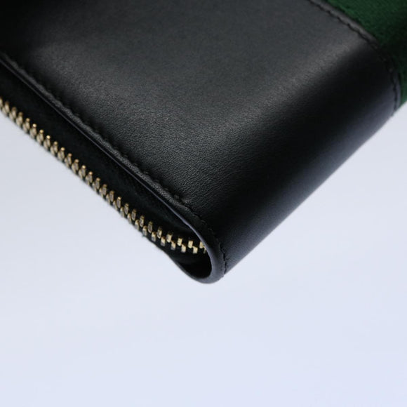 GUCCI Silvi Web Sherry Line Long Wallet Leather Black Red 476083 Auth 60085AV