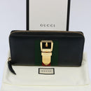 GUCCI Silvi Web Sherry Line Long Wallet Leather Black Red 476083 Auth 60085AV-12