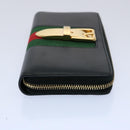 GUCCI Silvi Web Sherry Line Long Wallet Leather Black Red 476083 Auth 60085AV-4
