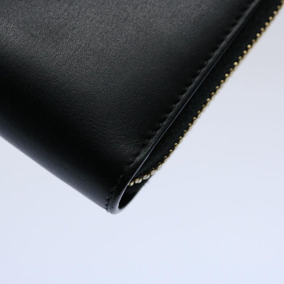 GUCCI Silvi Web Sherry Line Long Wallet Leather Black Red 476083 Auth 60085AV