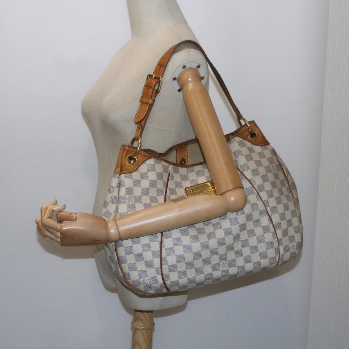 LOUIS VUITTON Damier Azur Galliera PM Shoulder Bag N55215 LV Auth 60160