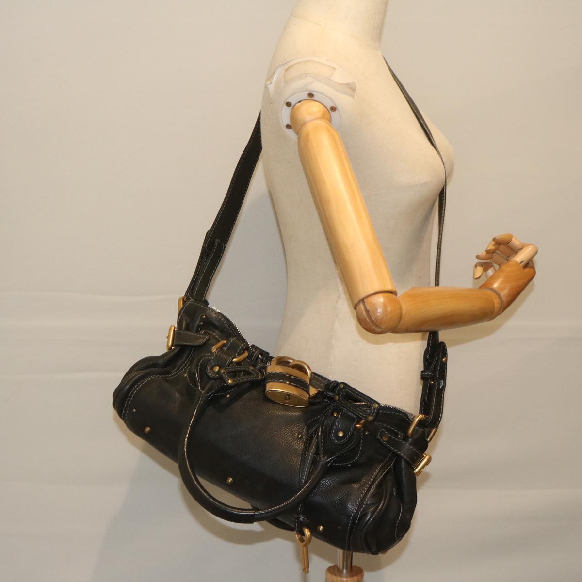 Chloe Paddington Hand Bag Leather 2way Black Auth 60174