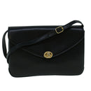 BALLY Shoulder Bag Leather Black Auth 60178-1