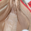 BURBERRY Nova Check Hand Bag Canvas Beige Red Auth 60179-17
