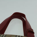 BURBERRY Nova Check Hand Bag Canvas Beige Red Auth 60179-8
