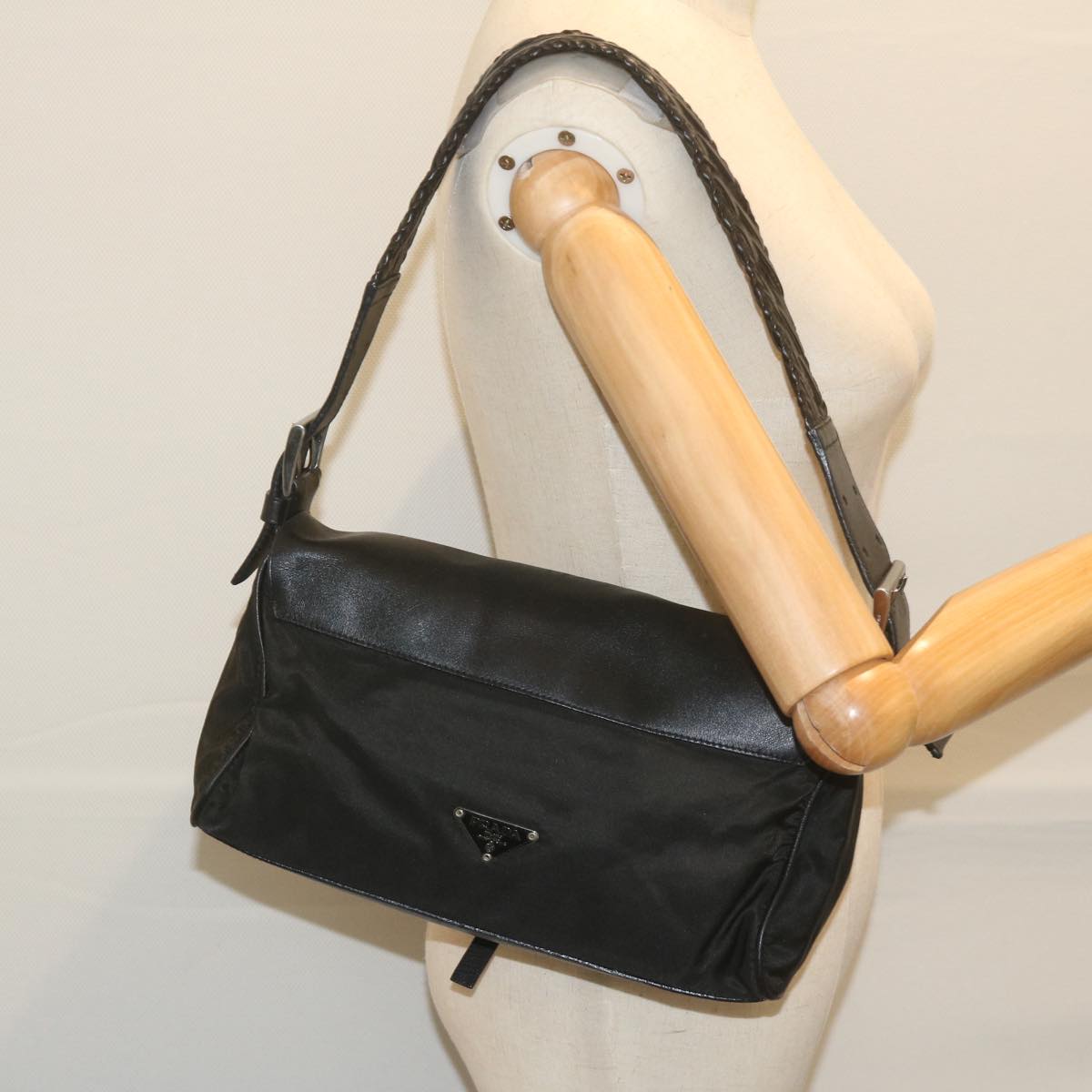 PRADA Shoulder Bag Nylon Black Auth 60190