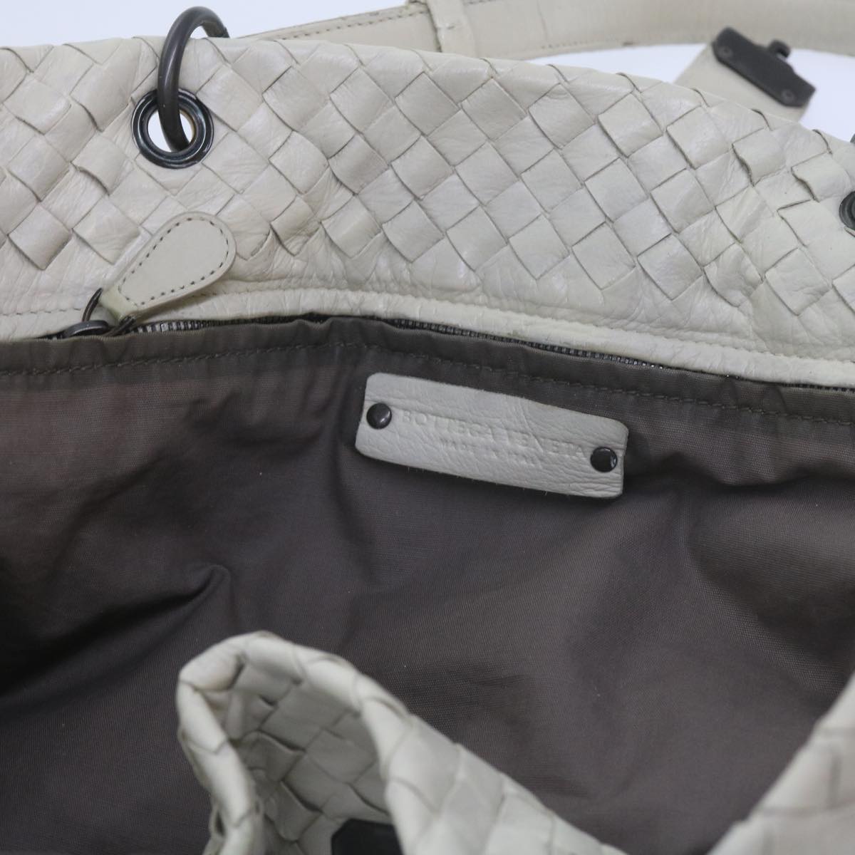 BOTTEGAVENETA INTRECCIATO Tote Bag Leather White Auth 60194