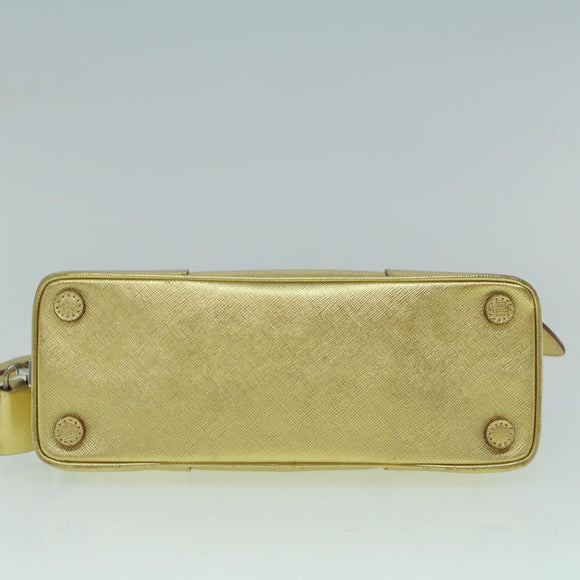 PRADA Hand Bag Safiano leather Gold Auth 60231A