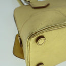 PRADA Hand Bag Safiano leather Gold Auth 60231V-17