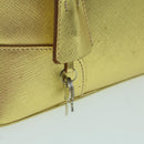 PRADA Hand Bag Safiano leather Gold Auth 60231V-18
